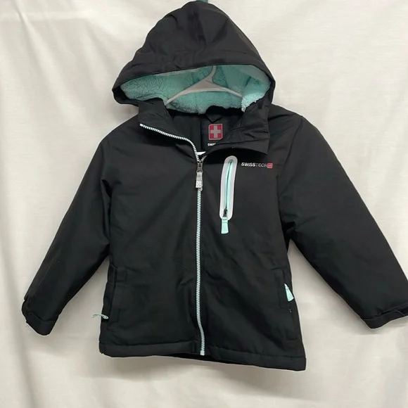 Swiss Tech Boys Jacket Size XSmall (4-5)-Black/Green - Picture 1 of 5